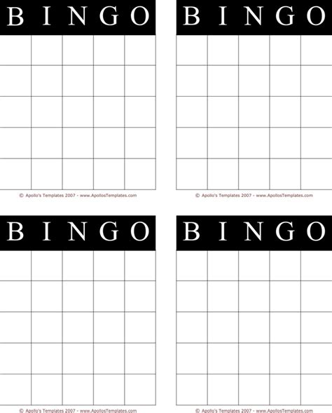 Free Bingo Card Template Pdf Kb Page S