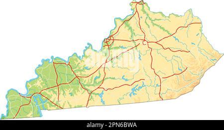 High detailed Kentucky road map with labeling Stock Vector Image & Art ...