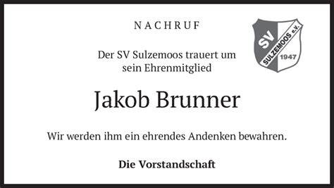 Traueranzeigen Von Jakob Brenner Trauer Merkur De