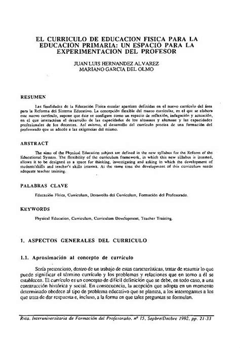 Pdf El Curriculo De Educacion Fisica Para La Pdf Filede La