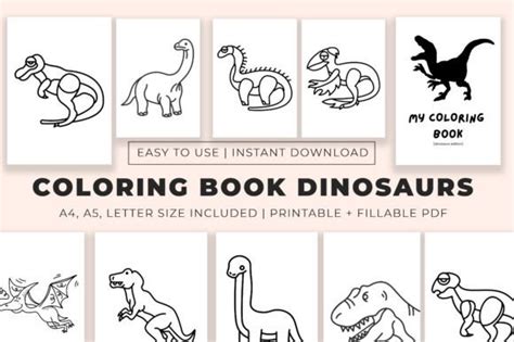 Coloring Book Dinosaurs Graphic by akimtancreative · Creative Fabrica