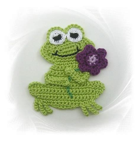 Häkelapplikationen Frosch Patches Frosch Aufnäher Aplicações de