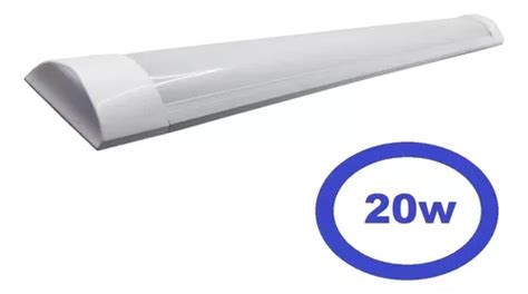 4 Luminária Led Tubular Sobrepor Slim Linear 60cm 6500k 20w Cor Branco