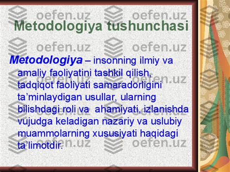 TADQIQOT METODI VA METODOLOGIYASI