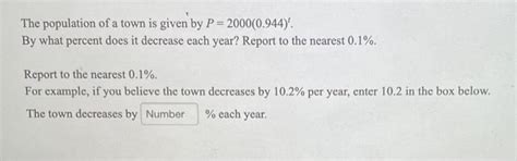 Solved The Population Of A Town Is Given By P Chegg