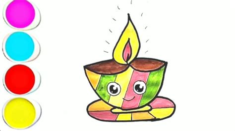 Cute Diwali Lamp Drawing For Kids Learn How To Draw Easy Drawings