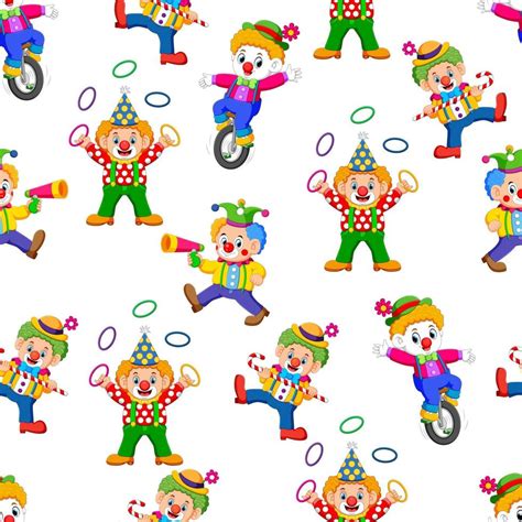 seamless pattern with clown entertaining people 13799321 Vector Art at ...