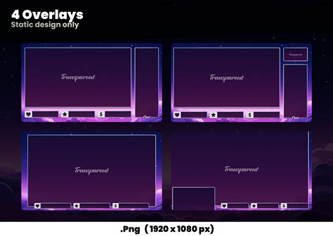 Celeste Twitch Overlays Animated Low Fi Stars Stream Package Purple And