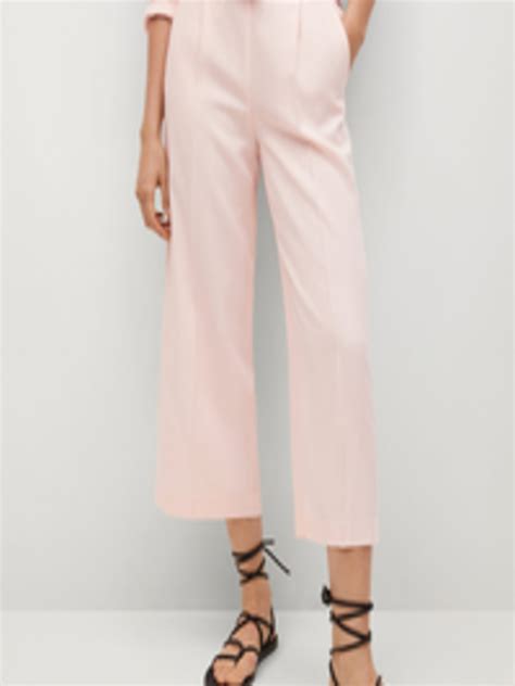 Buy Mango Women Pink Solid Pleated Culottes Trousers Trousers For Women 14210818 Myntra