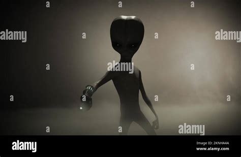 D Cgi Vfx Animation Of A Classic Roswell Grey Alien On A Featureless