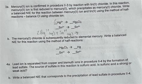 Solved 3a. Mercury(II) ion is confirmed in procedure II-3 by | Chegg.com