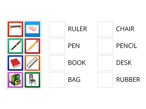 School Objects Oggetti Scolastici STAMPATELLO Match Up