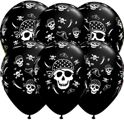 Pirate Skulls And Cross Bones Latex Helium Qualatex Balloons 28cm 11 In