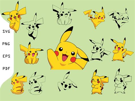 Pikachu Svg File Set, Pikachu Silhouette, Pikachu PNG, EPS, PDF Cut ...