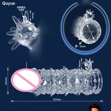 Quyue Penis Sleeve Cock Ring Sex Toys For Men Reusable Condoms Male Chastity Cage Anillo Pene