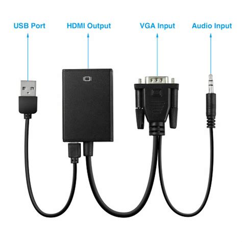 6FT HDMI Cable To VGA Adapter Digital 1080P HD With Audio Converter ...