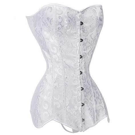 2021 Steel Boned Longline Corset Womens Lingerie Sexy Brocade Jacquare Overbust Clubwear Plus