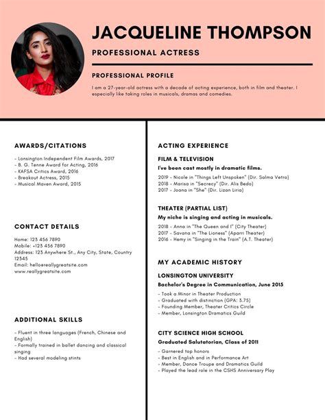 Customize 25 Acting Resumes Templates Online Canva