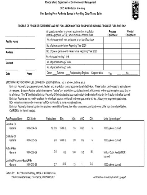 Fillable Online Dem Ri RIDEM Air Resources Inventory Form F3 Fax Email