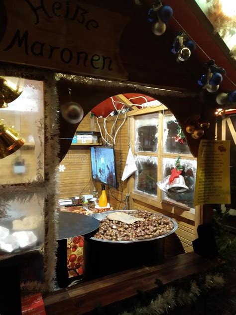 Chestnut Stall at the Christmas Market in Hannover Germany. Editorial ...