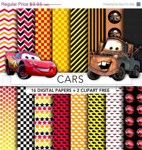 Cars Digital Paper Cars Clipart Walt Disney Pixaar Cars Pattern