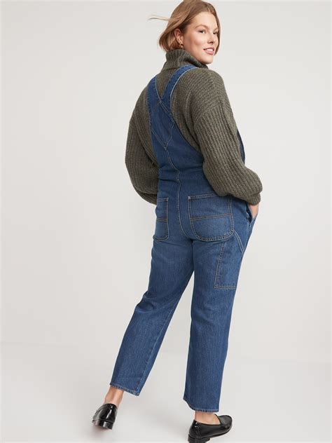 Slouchy Straight Workwear Non Stretch Jean Overalls For Women Old Navy