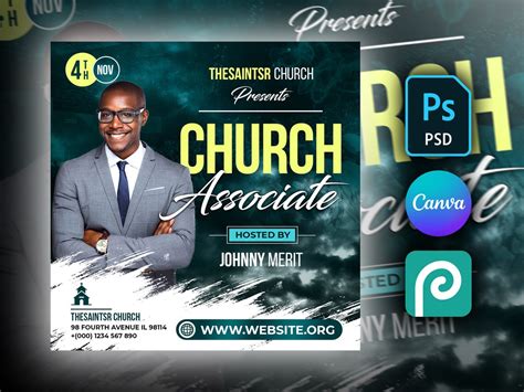 Church Flyer Editable Template For Photoshop Canva Photopea DIY