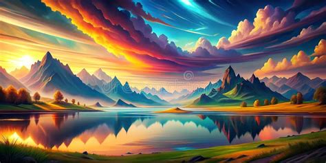 Abstract Landscape Desktop Wallpaper Generative AI Stock Image - Image ...