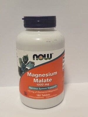 Now Foods Magnesium Malate 1000 Mg 180 Tabs GMP Quality Assured Vegan