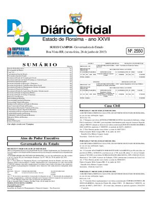 Preenchível Disponível imprensaoficial rr gov Dirio Oficial Estado de