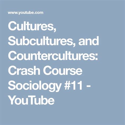 Cultures Subcultures And Countercultures Crash Course Sociology 11