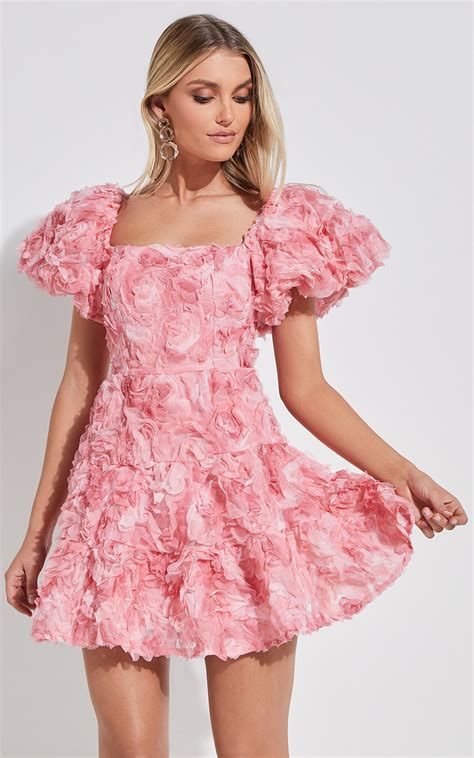 Blanca Mini Dress Puff Sleeve Dress In Pink Floral Showpo Usa