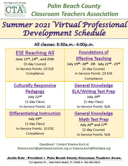 Cta Pd Summer 2021 Schedule Palm Beach County Cta