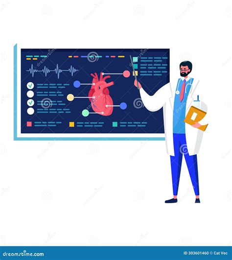 Male Doctor Explaining Human Heart Anatomy Standing With Clipboard