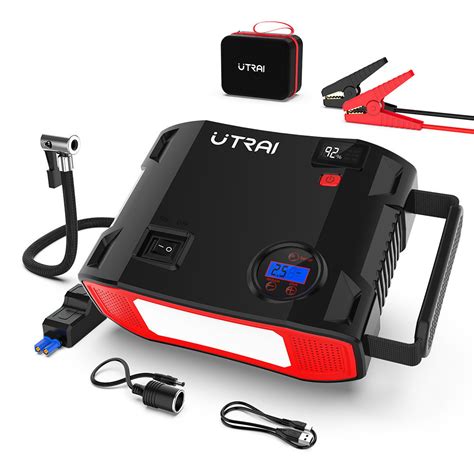 UTRAI 2000 Amp 24000mAh 12V Car Battery Charger with 150 PSI Tire Inflator, Jum