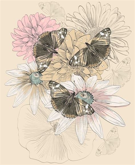 Premium Vector Butterfly And Flowers
