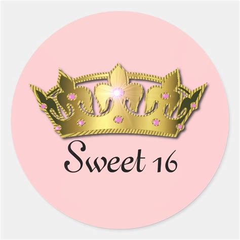 Pink Sweet 16 Crown Sticker Zazzle