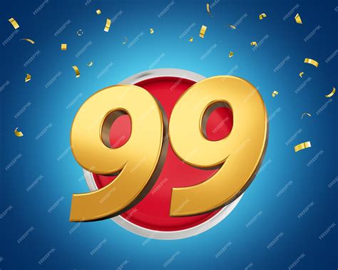 Premium Photo Gold Number 99 Gold Number Ninety Nine On Rounded Red