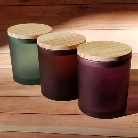 10 Oz Color Frosted Candle Jars W Wood Lids Etsy