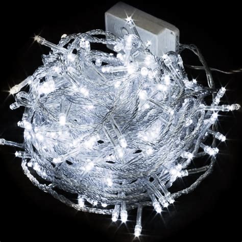 Pisca de Natal 100 LED 8 Funções Luz Branco Frio Fio Transparente Ø1 5