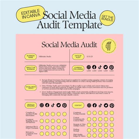 Mini Social Media Audit Template Social Media Audit Template Etsy