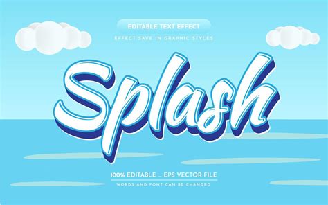 Splash 3d Editable Text Effect 9418569 Vector Art At Vecteezy