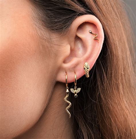 Snake Earrings Snake Studs Snake Stud Earrings Cartilage Etsy