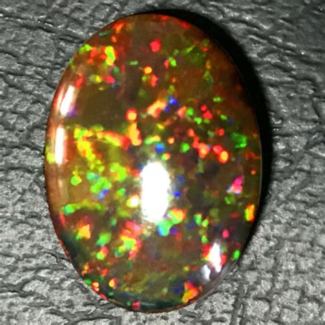 13 6 Ct Natural Top Ethiopian Multicolor Fire Black Opal Oval Cabochon