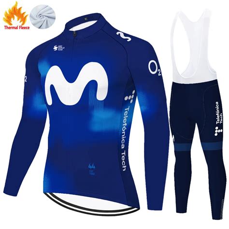 Movistar Cycling Clothing Men Winter Long Sleeve Cycling Jersey