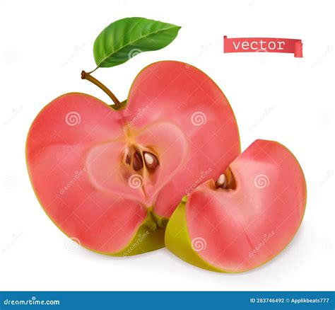 Pink Apple Fruit 3d Realistic Vector Icon Stock Vector Illustration