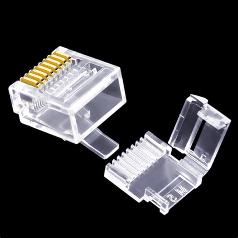 50pcs Cat6 Flat Cable Rj45 Connector，short Body Utp 8p8c Modular Ethernet Network Plugs Maxod 0