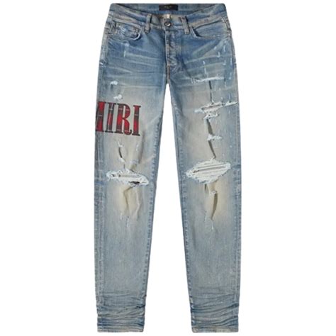 Amiri Clay Indigo Red Flannel Core Logo Jeans WHATS ON THE STAR