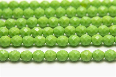 Mm Pea Green Opaque Fire Polished Czech Glass Bead Spider