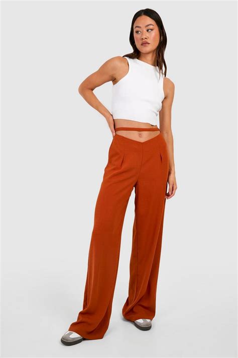 Tall Hammered Woven Pleated Wide Leg Trousers Boohoo Uk